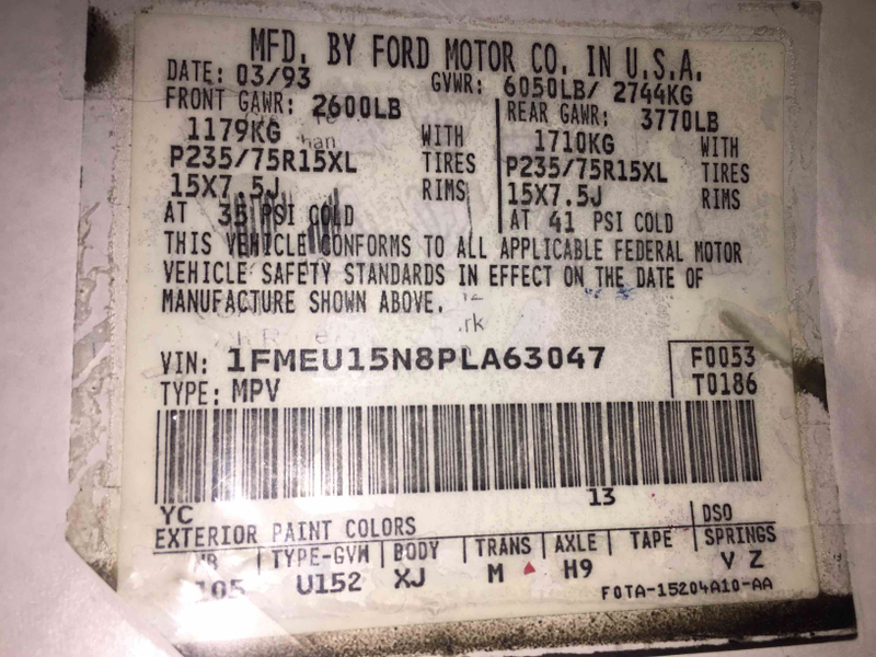 1993 Ford Bronco Door Sticker